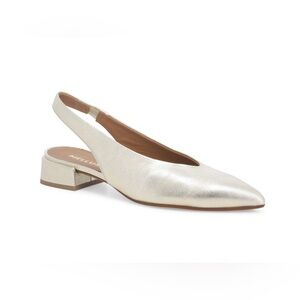 NWT Melluso Slingback Pump Low Heel Laminated Gold Leather Upper Size 36 (US 6)
